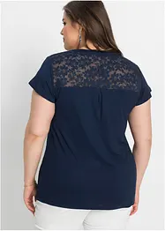 T-shirt col tunisien en viscose et dentelle, bonprix