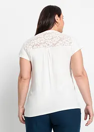 T-shirt col tunisien en viscose et dentelle, bonprix