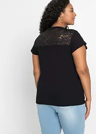 T-shirt col tunisien en viscose et dentelle, bonprix