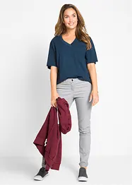 Lot de 5 T-shirts longs et amples à col V, bonprix