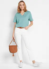 Lot de 5 T-shirts longs et amples à col V, bonprix