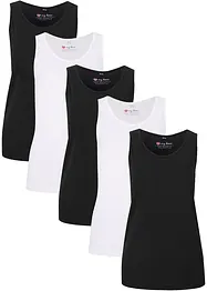 Lot de 5 débardeurs longs 100% coton, bonprix