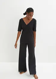Pyjama en viscose mélangée avec pantalon large, bonprix