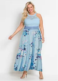 Robe longue estivale avec imprimé floral et dentelle, bonprix