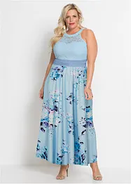 Robe longue estivale avec imprimé floral et dentelle, bonprix