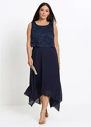 Robe premium en crêpe avec dentelle, bonprix