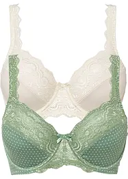 Lot de 2 soutiens-gorge à armatures et dentelle, bonprix