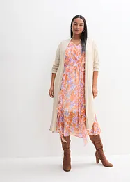 Long gilet en maille coton et soie, bonprix