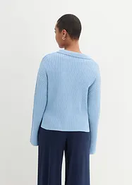 Pull boxy avec col polo et en matière côtelée, bonprix