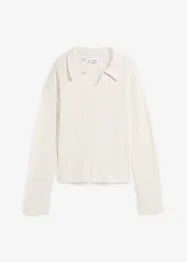 Pull boxy avec col polo et en matière côtelée, bonprix