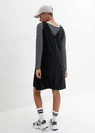 Robe salopette en jersey velours côtelé, longueur genou, bonprix