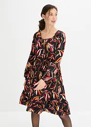 Robe en viscose tissée à ceinture smockée, longueur genou, bonprix