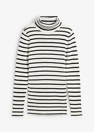 Pull col roulé côtelé à rayures, bonprix