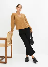 Pull court en maille ajourée, bonprix