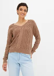 Pull en maille à motif torsadé, bonprix