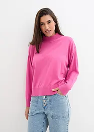 Pull oversize en fine maille à col montant, bonprix