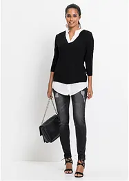Pull en fine maille empiècement chemisier, bonprix