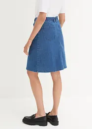 Jupe en jean avec patte de boutonnage et taille élastiquée, bonprix