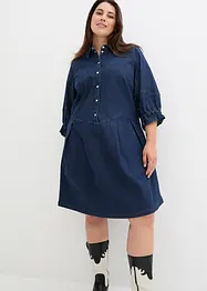 Robe courte et trapèze en jean, manches bouffantes 3/4, bonprix