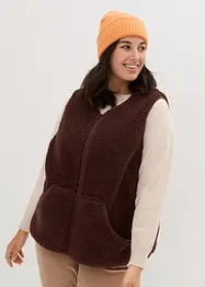 Gilet sans manches en maille peluche avec poche kangourou, bonprix