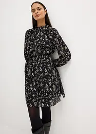 Robe effet froissé en mélange laine/soie avec ceinture (ensemble 2 pces), bonprix