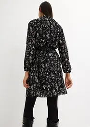 Robe effet froissé en mélange laine/soie avec ceinture (ensemble 2 pces), bonprix