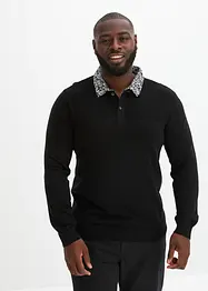 Pull polo en fine maille à col chemise, bonprix