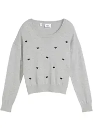 Pull en maille pour fille avec broderie cœur, bonprix