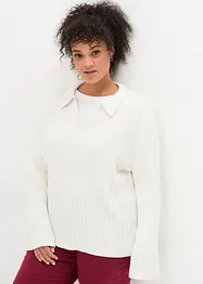 Pull boxy avec col polo et en matière côtelée, bonprix