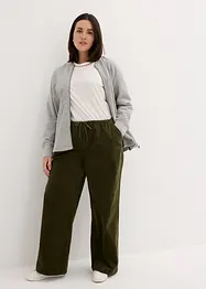 Pantalon ample en velours côtelé avec lien à nouer, taille haute, bonprix