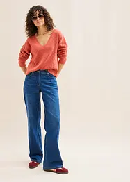 Pull court en maille ajourée, bonprix