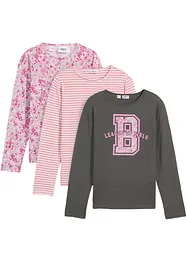 Lot de 3 T-shirts manches longues 100% coton, bonprix