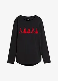 T-shirt coton à manches longues avec motif Noël, bonprix