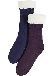 Lot de 2 paires de chaussettes d'intérieur avec polaire peluche, bonprix