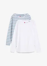 Lot de 2 T-shirts manches longues à encolure bateau, bonprix