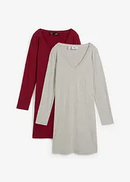 Lot de 2 robes en jersey à col en V, bonprix