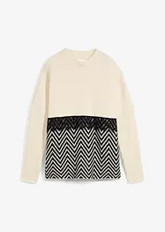 Pull rehaussé de dentelle, bonprix