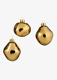 Lot de 3 boules de Noël aux formes organiques, bonprix