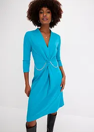 Robe midi en crêpe texturé avec détail chaîne, bonprix