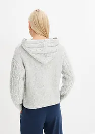 Pull en maille avec motif torsadé et capuche, bonprix