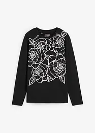 T-shirt manches longues avec roses imprimées, bonprix