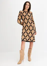 Robe en maille avec motif en losange et fil plume, bonprix