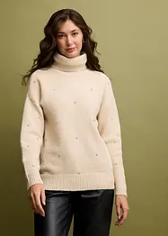 Pull col roulé avec strass, bonprix