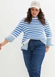 Jean mom taille haute, peu extensible, cropped, bonprix