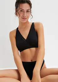 Brassière côtelée avec coton et dentelle, bonprix