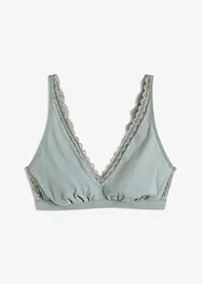 Brassière en coton côtelé orné de dentelle, bonprix