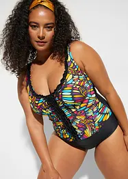 Maillot 1 pièce sculptant, maintien fort, avec volants, bonprix