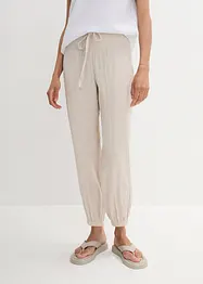 Pantalon en gaze de coton avec ceinture smockée, bonprix