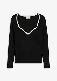 Pull en fine maille à passepoil contrastant, bonprix