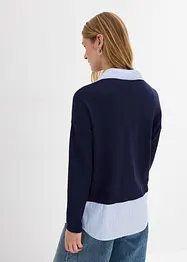 Pull en fine maille empiècement chemisier, bonprix